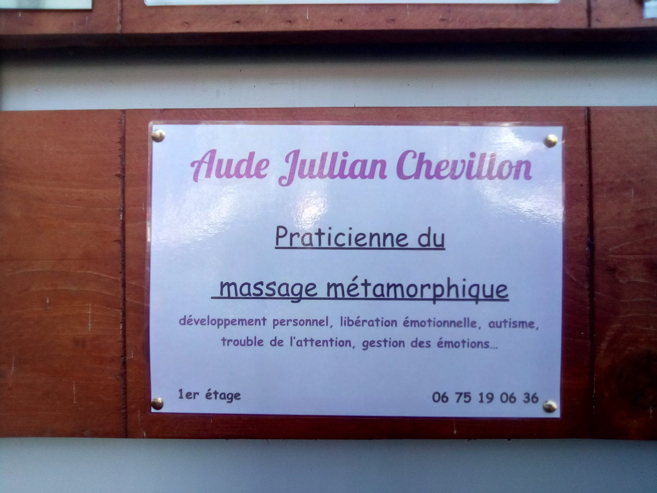plaque professionnelle aude jullian chevillon